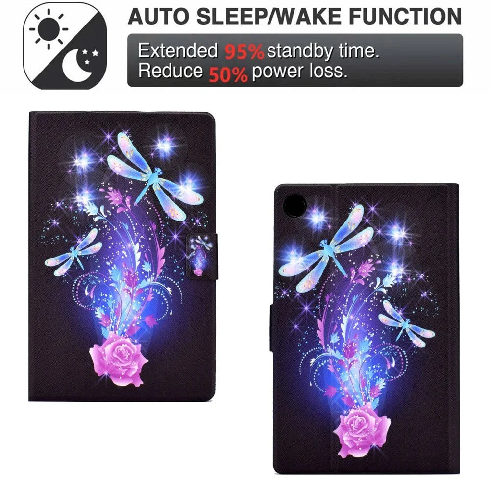 PU Leather Tablet Case for Lenovo Tab M10 (Gen 3) TB-328FU / TB-328XU, Pattern Printing Card Holder Shockproof Cover with Adjustable Stand - Dragonfly - 6