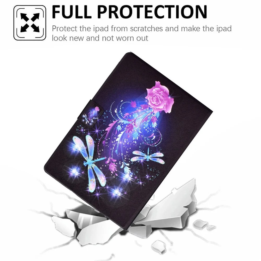 PU Leather Tablet Case for Lenovo Tab M10 (Gen 3) TB-328FU / TB-328XU, Pattern Printing Card Holder Shockproof Cover with Adjustable Stand - Dragonfly - 7