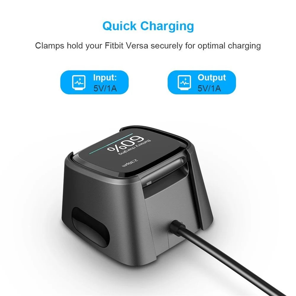 USB Charging Cable Cradle Station for Fitbit Versa Smart Watch - 3