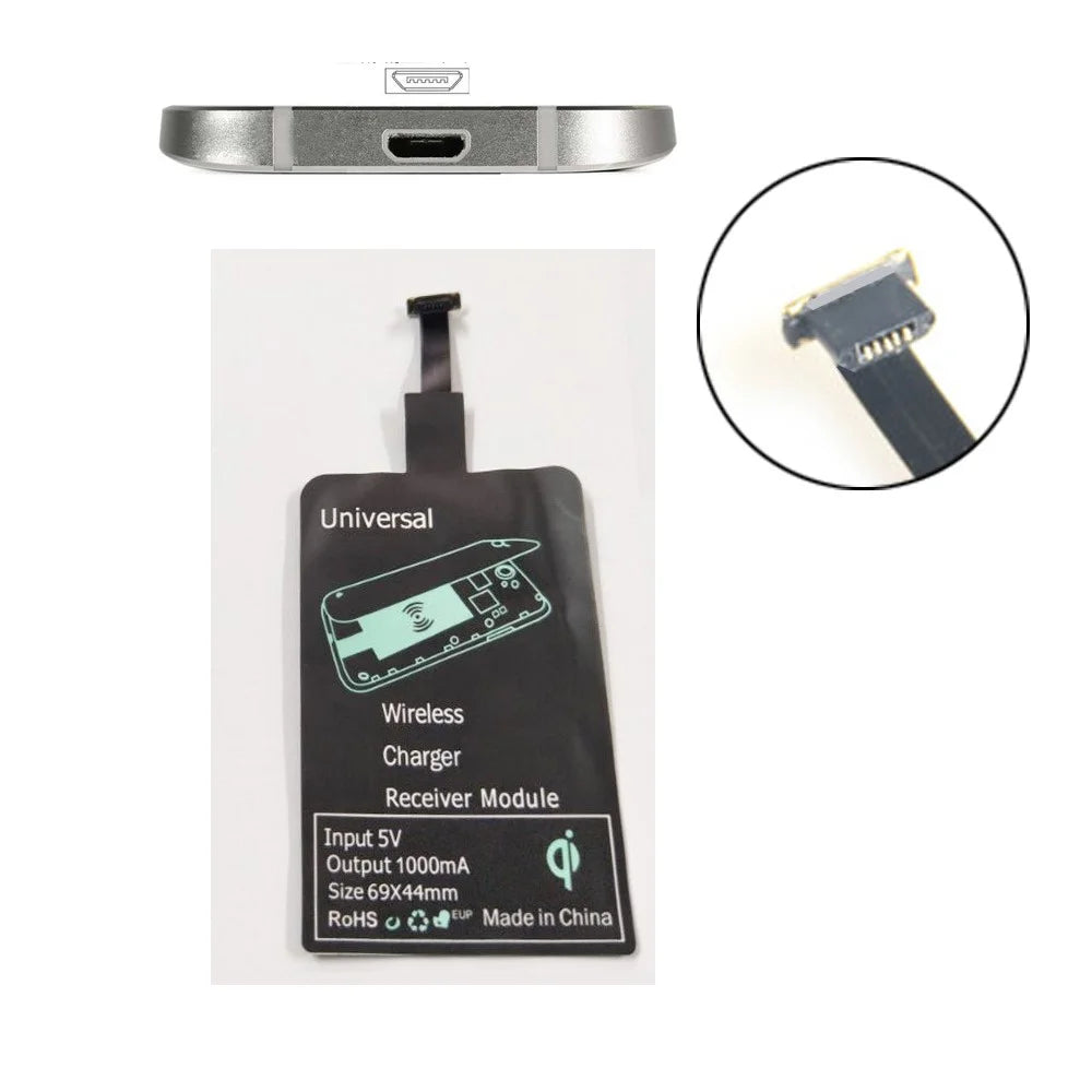 Universal Micro USB Plug Qi Wireless Charging Receiver Pad for Android Phones (Narrow-interface Up) - 1