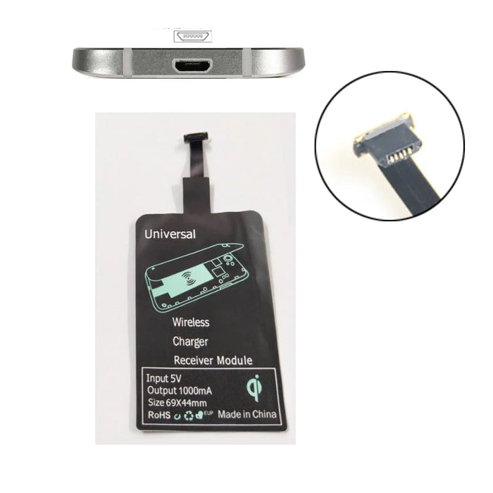 Universal Micro USB Plug Qi Wireless Charging Receiver Pad for Android Phones (Narrow-interface Up) - 1