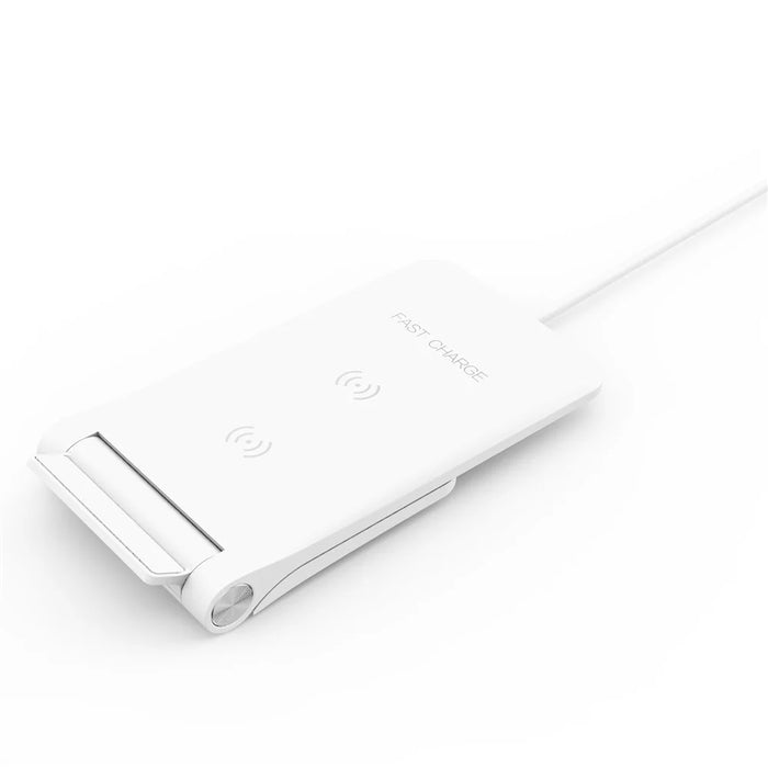 10W 2 Coils Qi Wireless Charger Folding Fast Wireless Charging Stand for iPhone Samsung etc. - White - 3