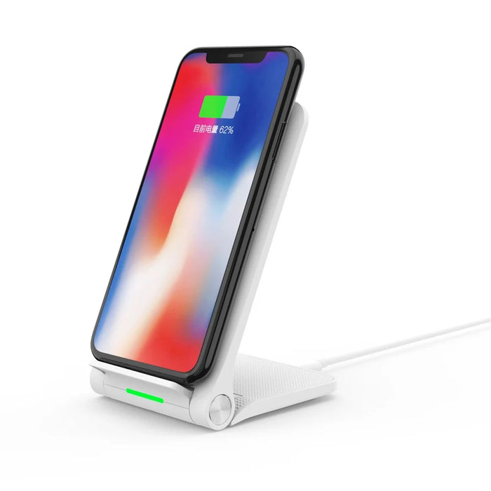 10W 2 Coils Qi Wireless Charger Folding Fast Wireless Charging Stand for iPhone Samsung etc. - White - 7