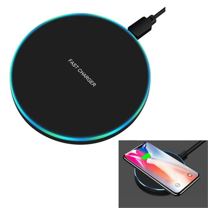 GY-68 Ultra-thin Metal Wireless Fast Charger 10W/7.5W Support FOD Function - Black - 1
