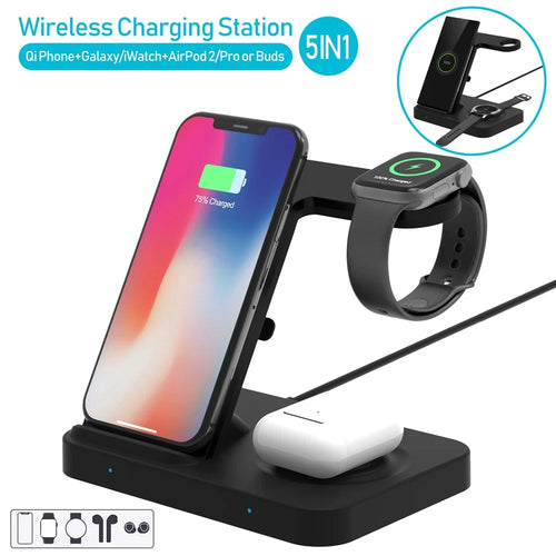 2-in-1 Fast Charging Smart Wireless Charger for Apple Samsung Smartphone Earphone Watch - 1