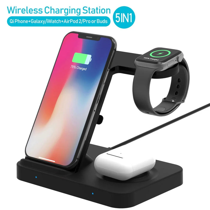 2-in-1 Fast Charging Smart Wireless Charger for Apple Samsung Smartphone Earphone Watch - 2