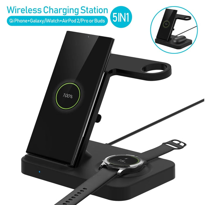 2-in-1 Fast Charging Smart Wireless Charger for Apple Samsung Smartphone Earphone Watch - 3