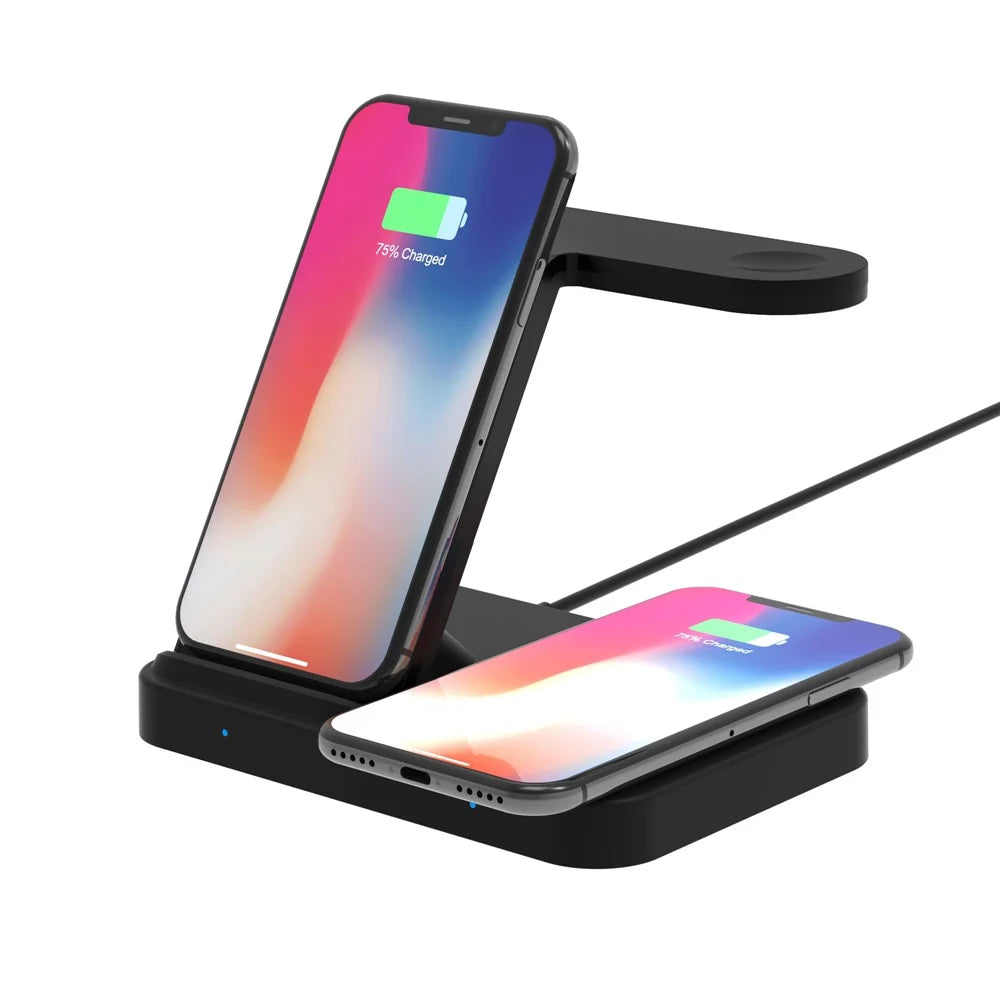 F15 3-in-1 Wireless Charger Stand Qi 15W Fast Charging Station for Phone / iWatch / AirPods - 2
