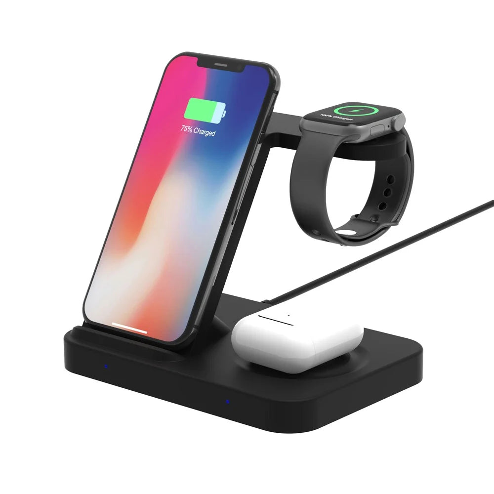 F15 3-in-1 Wireless Charger Stand Qi 15W Fast Charging Station for Phone / iWatch / AirPods - 5