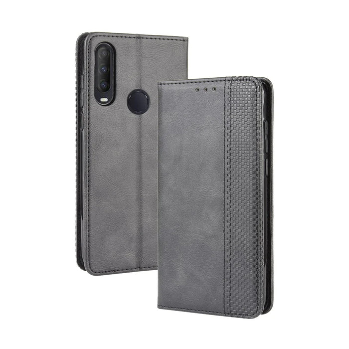 Vintage Style Leather Wallet Stand Phone Shell for Alcatel 1S (2020)/1V (2020)/3L (2020) - Black - 2