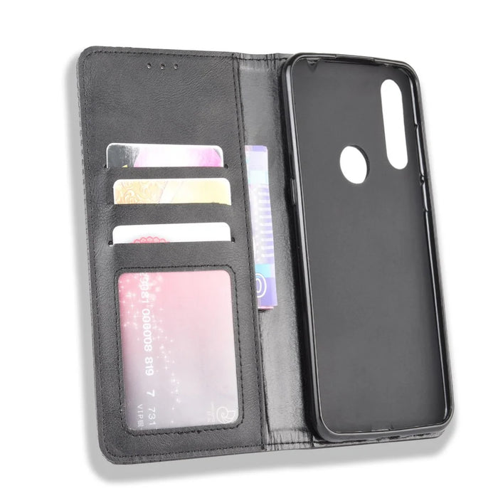 Vintage Style Leather Wallet Stand Phone Shell for Alcatel 1S (2020)/1V (2020)/3L (2020) - Black - 4