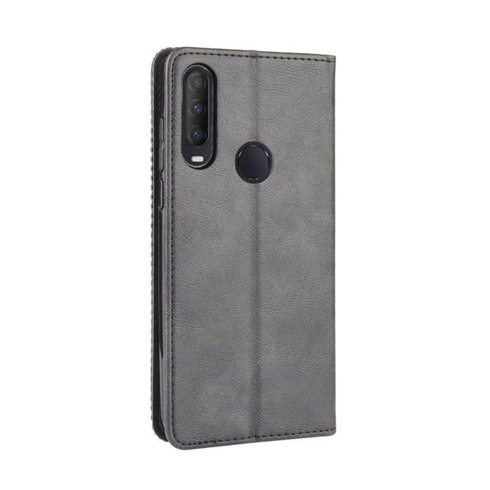 Vintage Style Leather Wallet Stand Phone Shell for Alcatel 1S (2020)/1V (2020)/3L (2020) - Black - 7