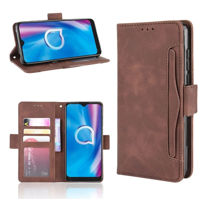 Leather Special Shell with Multiple Card Slots for Alcatel 1S/1V/3L (2020) - Brown - 1