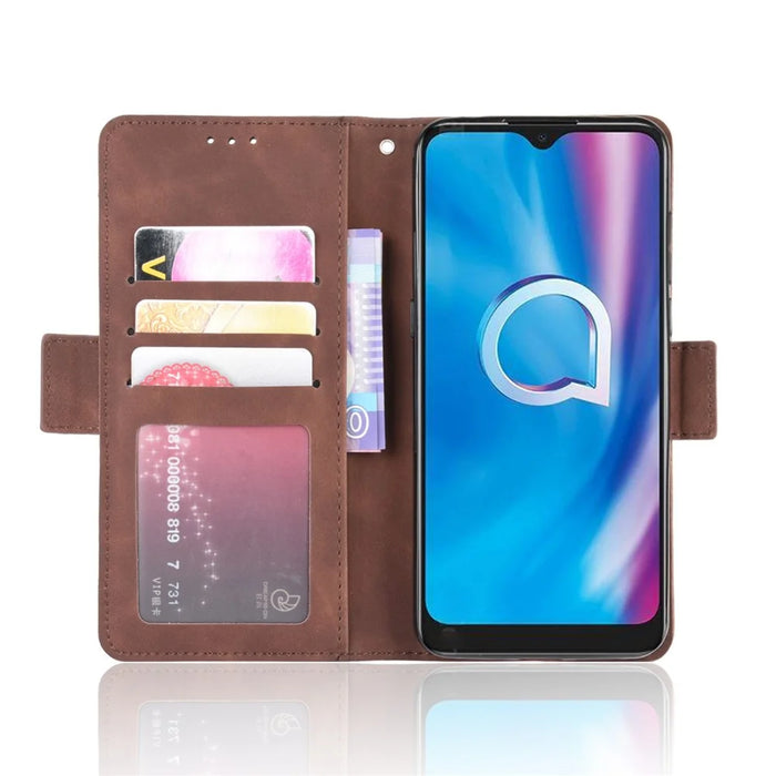 Leather Special Shell with Multiple Card Slots for Alcatel 1S/1V/3L (2020) - Brown - 5