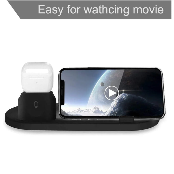 UD15-C 3-in-1 Multifunctional Wireless Charger Charging Dock Station Holder Stand for Apple iPhone/Android Device /Type-C Device - Black - 6