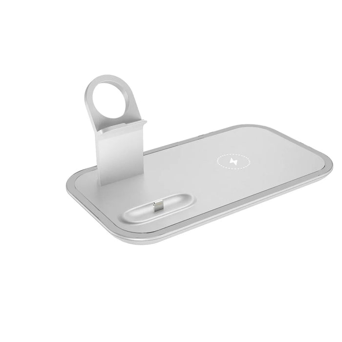 WS14 3-in-1 Wireless Charger Stand Qi Fast Charging Station for Apple Watch + AirPods + Phone Station Dock - White - 2
