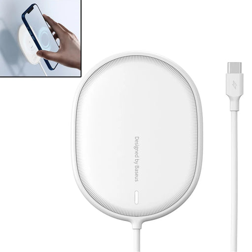 BASEUS CW-HW Light Magnetic Wireless Charger with Type-C Cable for iPhone 12 Series Phones - White - 1