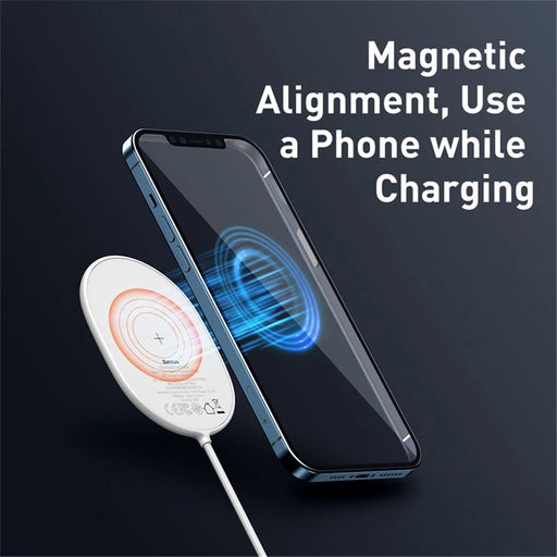 BASEUS CW-HW Light Magnetic Wireless Charger with Type-C Cable for iPhone 12 Series Phones - White - 2