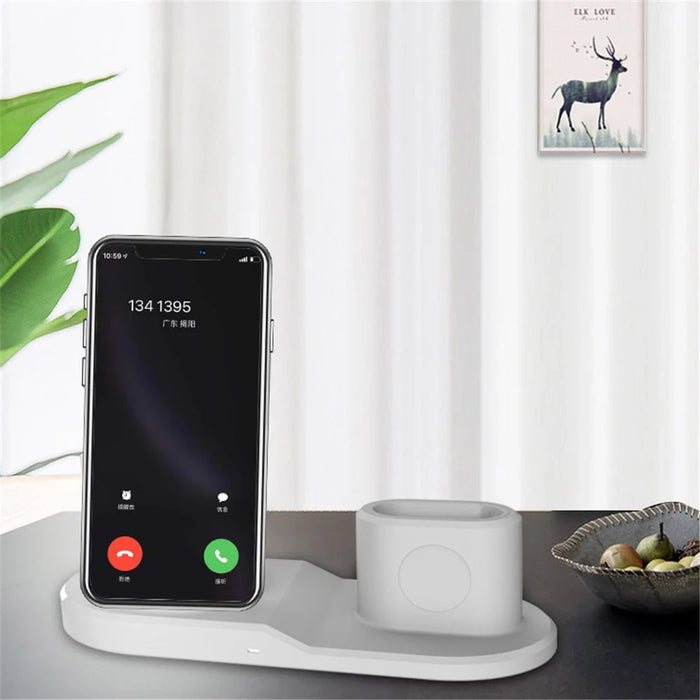 3-in-1 Charging Dock Multi-function Wireless Charger Charging Station - White - 2