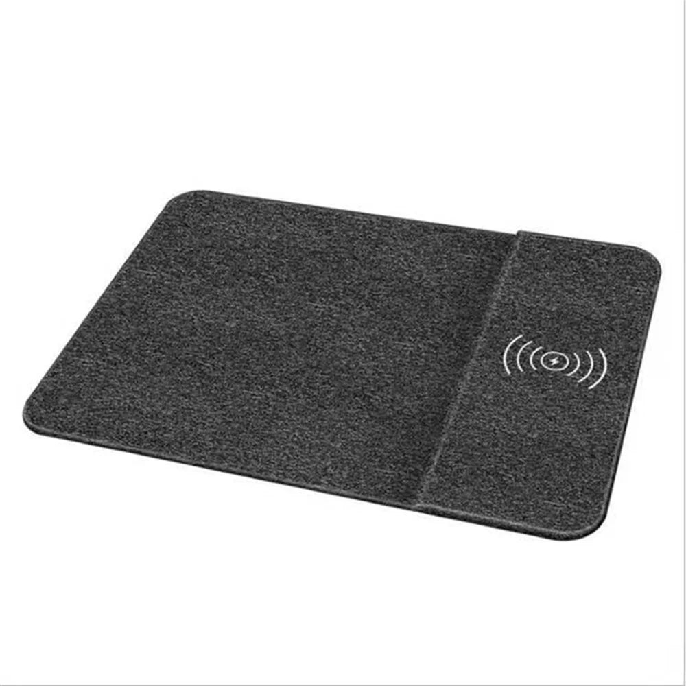 Multi-Function PU Leather + Microfiber Mouse Pad with Wireless Charging Function - Black - 1