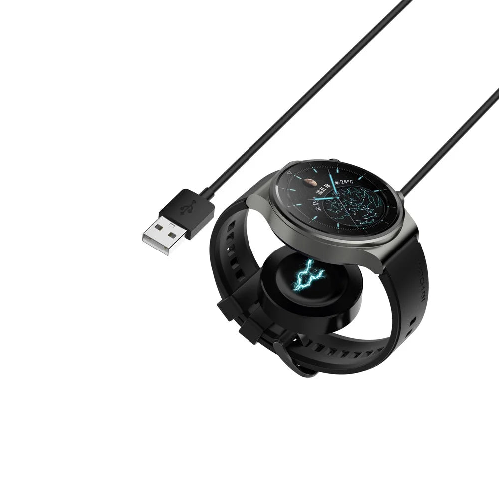 1m USB Charging Cable Wireless Charger Dock for Huawei Watch GT 2 Pro / GT 2 Pro ECG / GT 2 Porsche Edition - Black - 3