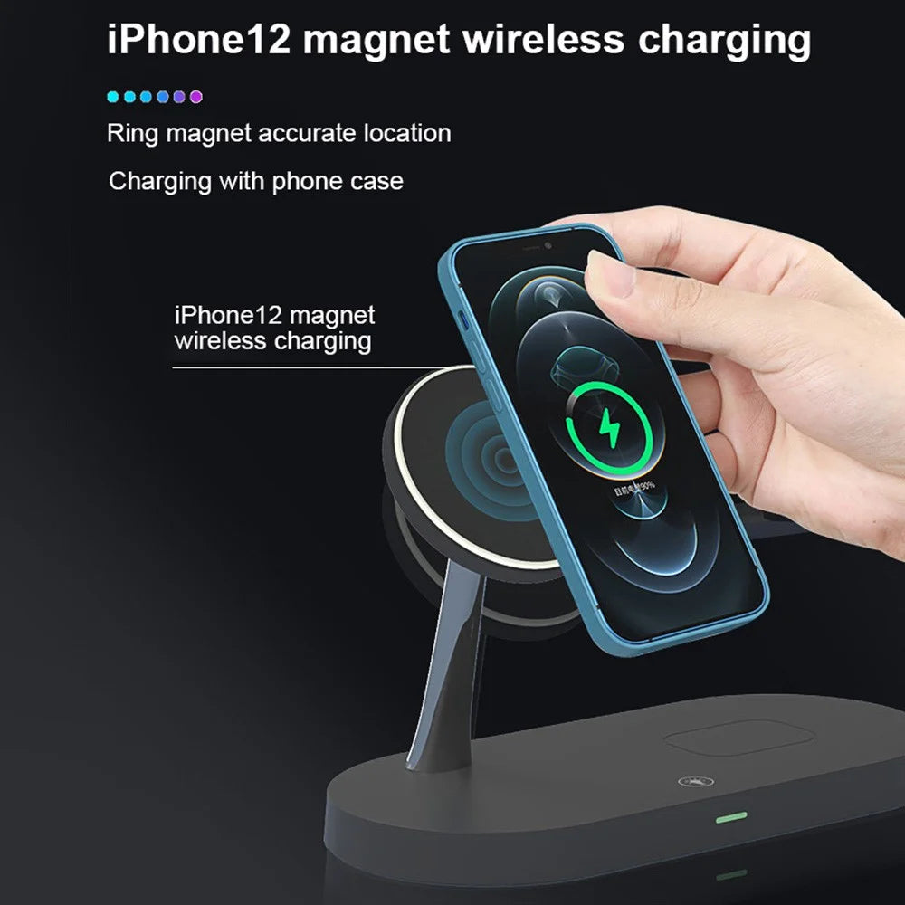 T268 5 in 1 Magnetic Wireless Charger for iPhone / Apple Watch / AirPods Charging Station - Black - 3