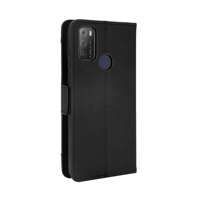 Leather Wallet Protective Case with Multiple Card Slots for Alcatel 3L (2021) / Alcatel 1S (2021) - Black - 3