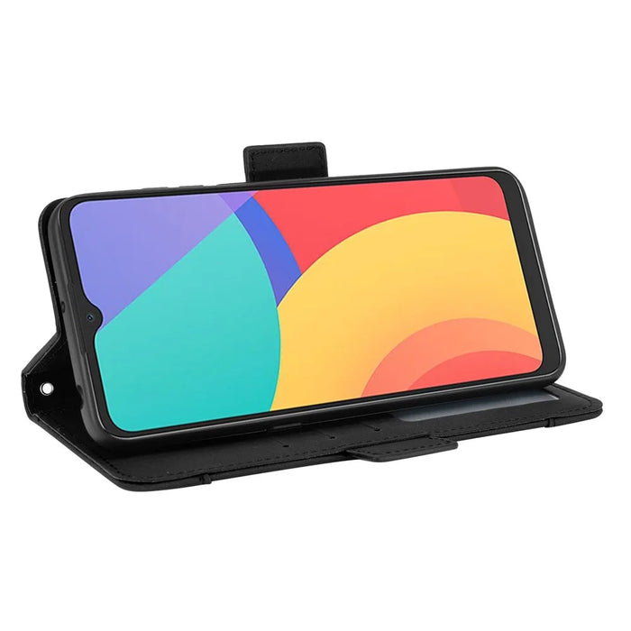 Leather Wallet Protective Case with Multiple Card Slots for Alcatel 3L (2021) / Alcatel 1S (2021) - Black - 7