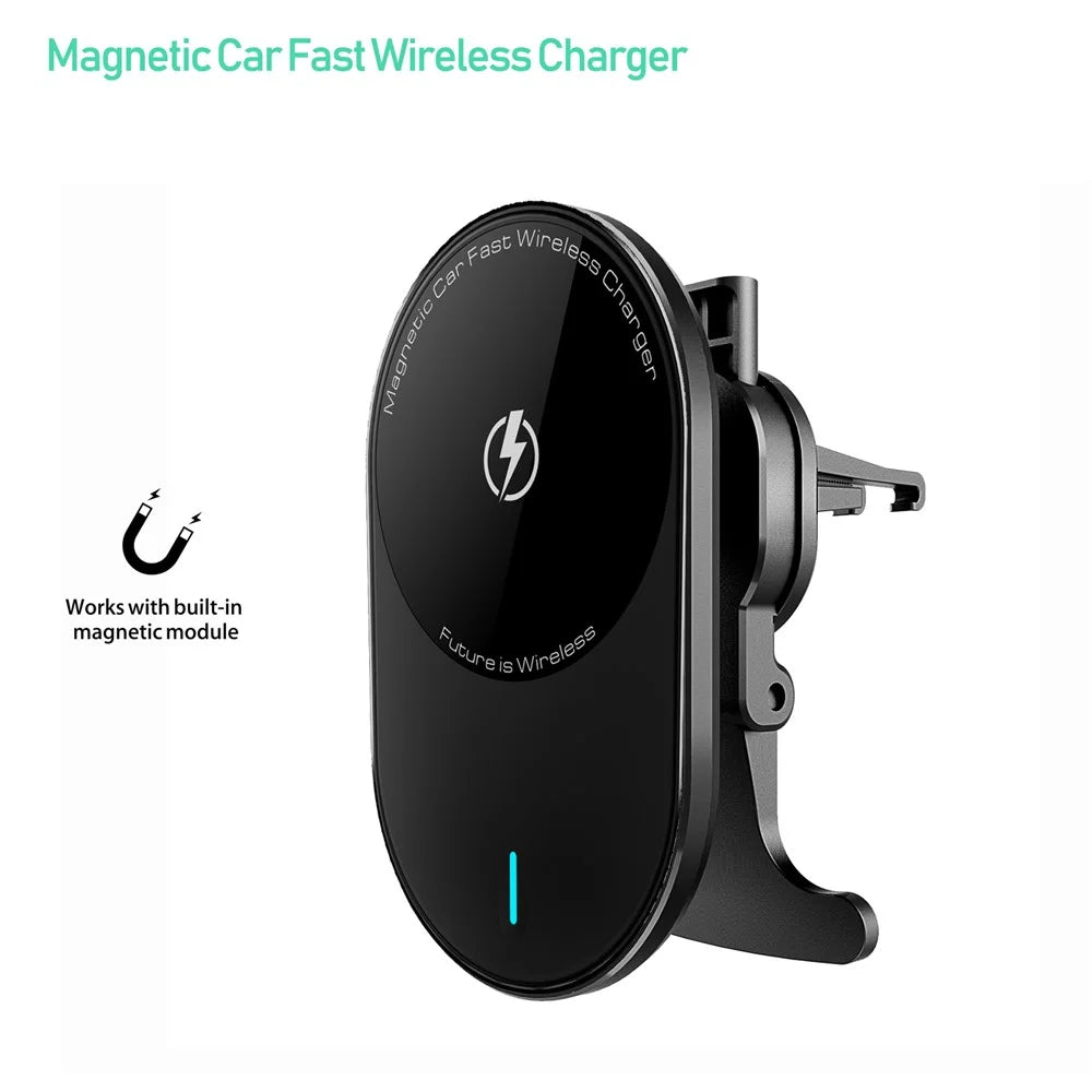 EP08 Magnetic Car Vehicle Air Outlet Fast Charging Mobile Phone Wireless Charger - Black - 2