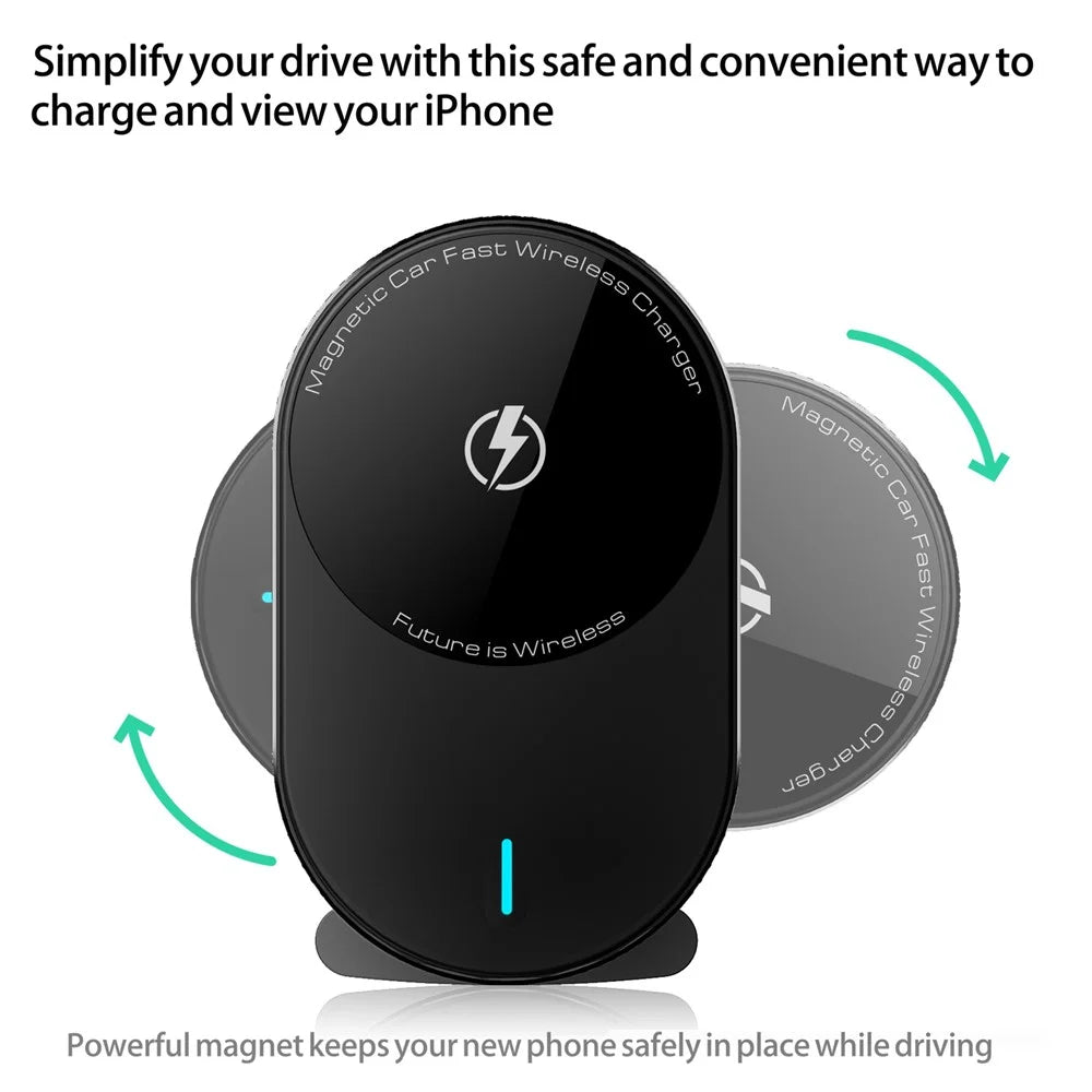 EP08 Magnetic Car Vehicle Air Outlet Fast Charging Mobile Phone Wireless Charger - Black - 4