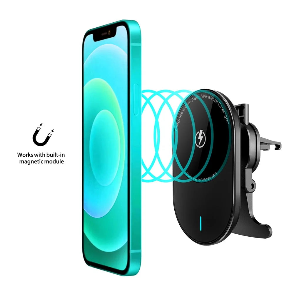 EP08 Magnetic Car Vehicle Air Outlet Fast Charging Mobile Phone Wireless Charger - Black - 5