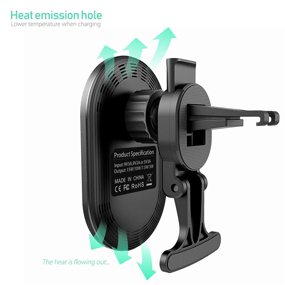 EP08 Magnetic Car Vehicle Air Outlet Fast Charging Mobile Phone Wireless Charger - Black - 6