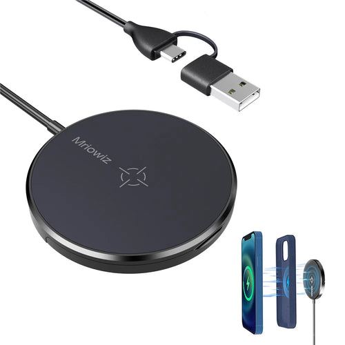 MIRIOWIZ M-2001W 15W 360 Rotary Desktop Magnetic Wireless Charger Compatible with MagSafe Charging Pad for iPhone - 1