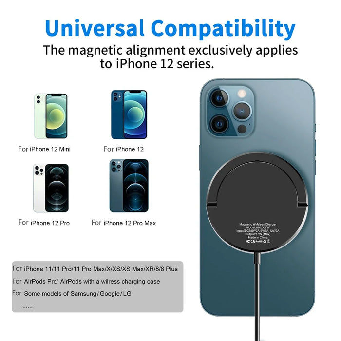 MIRIOWIZ M-2001W 15W 360 Rotary Desktop Magnetic Wireless Charger Compatible with MagSafe Charging Pad for iPhone - 3