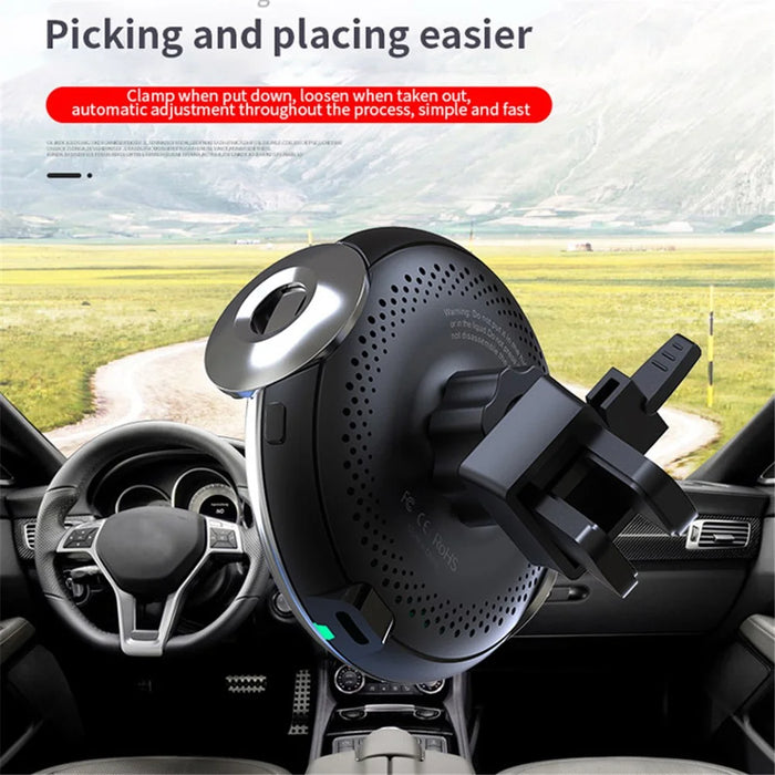 W9 Automatic Induction Car Mobile Phone Wireless Charger 15W Fast Charging Stand Mount Bracket - 4