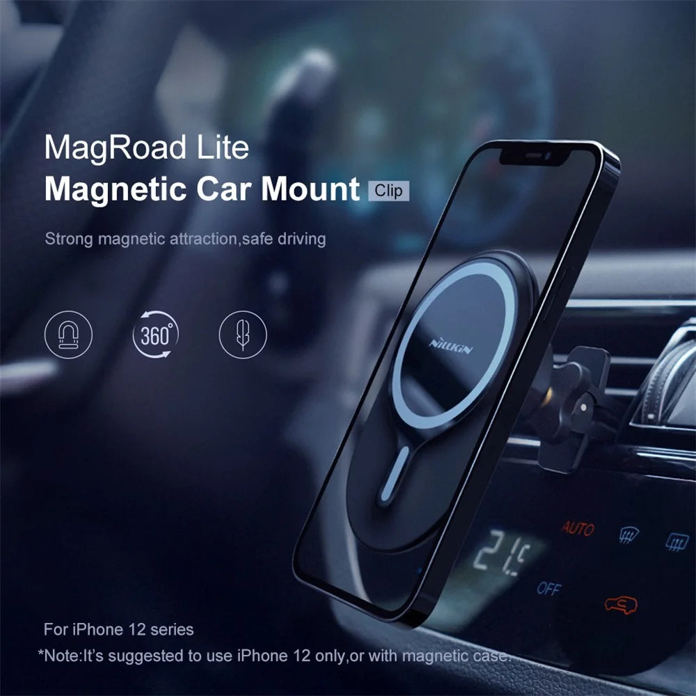NILLKIN MagRoad Lite Magnetic Car Air Vent Mobile Holder Clip Mount Support Bracket for iPhone 12 - 3