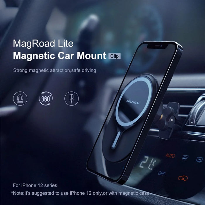 NILLKIN MagRoad Lite Magnetic Car Air Vent Mobile Holder Clip Mount Support Bracket for iPhone 12 - 3