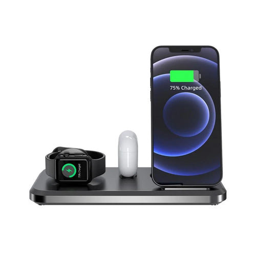 UV-06 3-in-1 15W Wireless Charger Foldable Qi Fast Charging Stand Dock for iPhone Samsung iWatch AirPods - 1