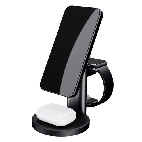 S36 3-in-1 15W Magnetic Wireless Charger Desktop Fast Charging Stand for iPhone 12 Series iWatch AirPods - Black - 1