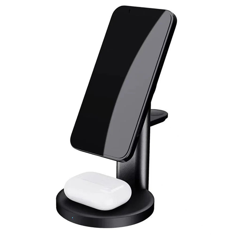 S36 3-in-1 15W Magnetic Wireless Charger Desktop Fast Charging Stand for iPhone 12 Series iWatch AirPods - Black - 7