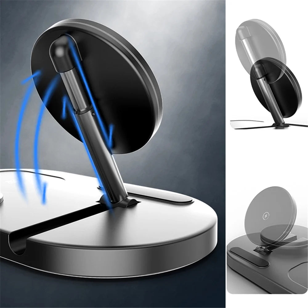 S20 4-in-1 Folding 15W Magnetic Wireless Charger Night Light Desktop Wireless Charging Stand Dock for iPhone iWatch AirPods - White - 5