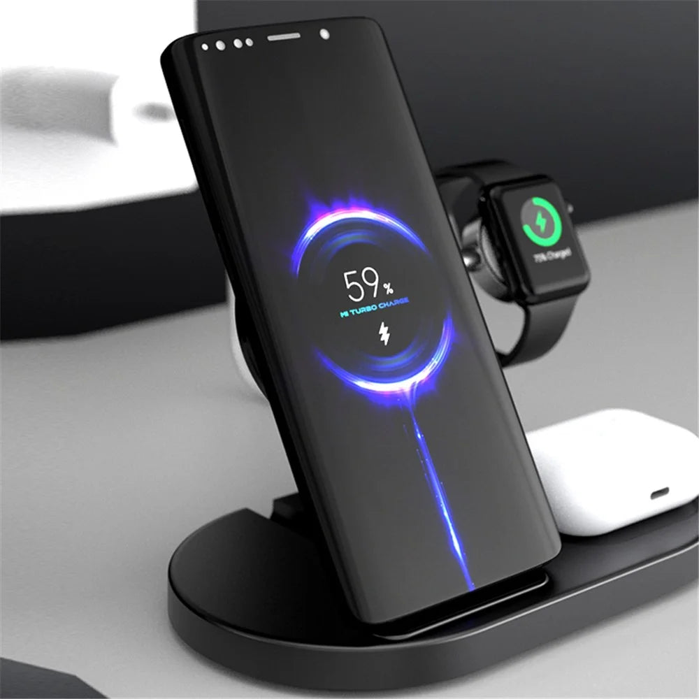 S20 4-in-1 Folding 15W Magnetic Wireless Charger Night Light Desktop Wireless Charging Stand Dock for iPhone iWatch AirPods - White - 6