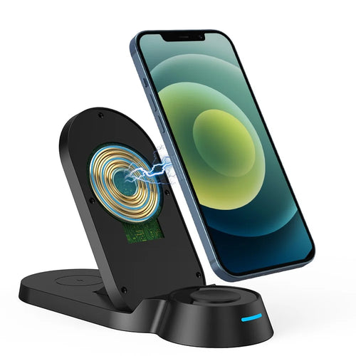 H22 Foldable 3-in-1 Wireless Charger 15W Fast Charging Stand Dock for Smartphones/Watches/Earphones - 1