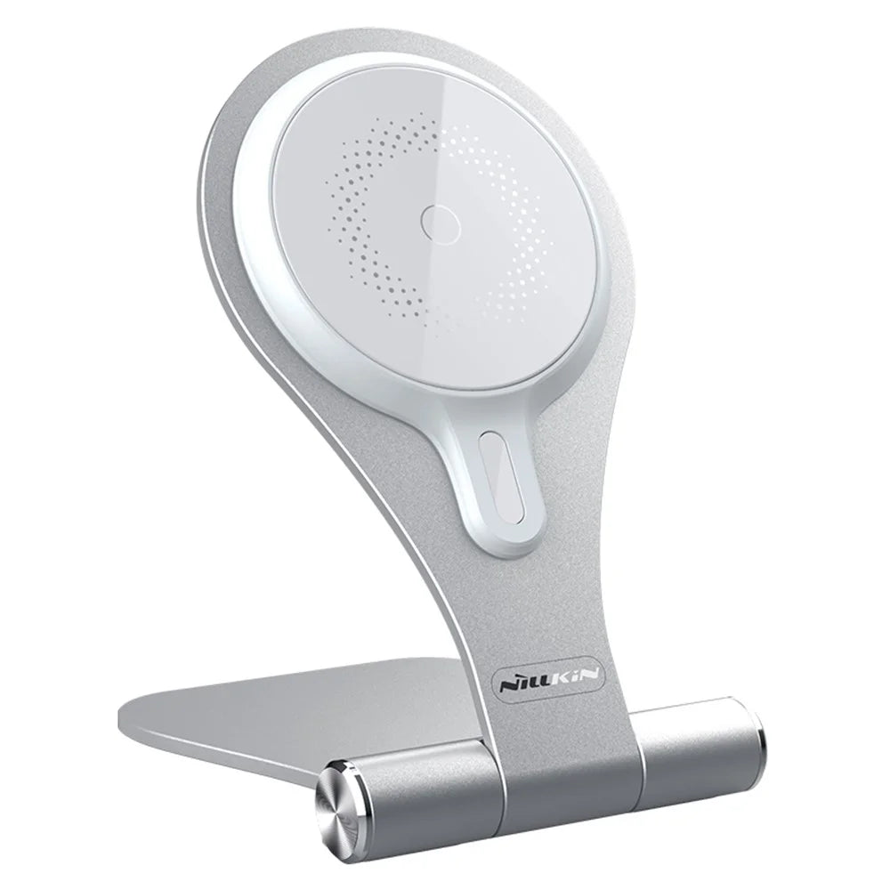 NILLKIN NKT11 Foldable Magnetic Wireless Fast Charger Phone Charging Stand Mount for iPhone - Silver - 1