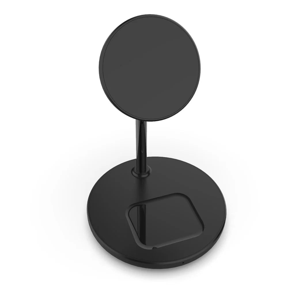 QX720 2 in 1 15W Fast Charging Magnetic Wireless Charger Stand for iPhone AirPods - Black - 3