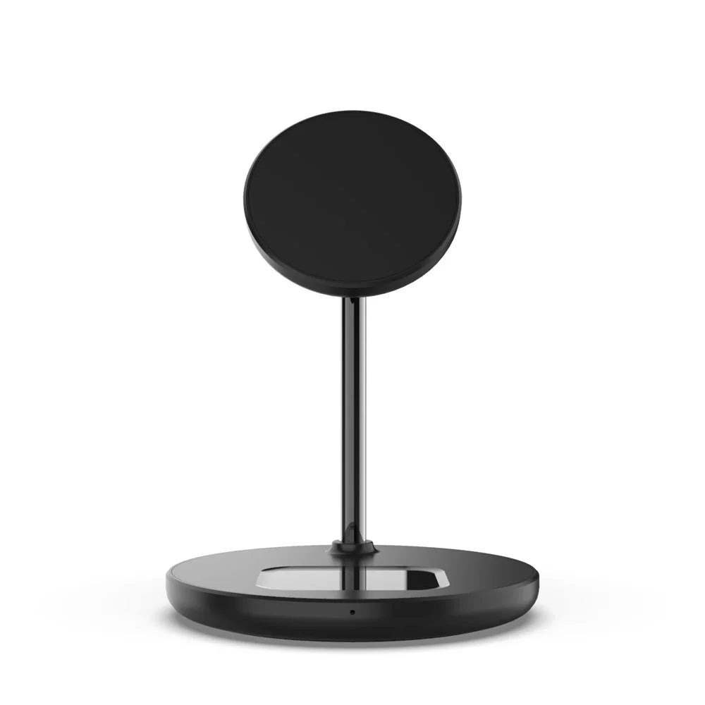 QX720 2 in 1 15W Fast Charging Magnetic Wireless Charger Stand for iPhone AirPods - Black - 4