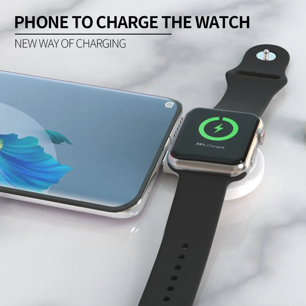 K1 Type-C Lightweight Portable Magnetic Wireless Charger for Apple Watch Series 1/2/3/4/5/6/SE/7 - Black - 6