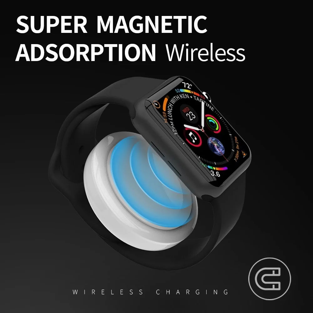 K1 Type-C Lightweight Portable Magnetic Wireless Charger for Apple Watch Series 1/2/3/4/5/6/SE/7 - Black - 7