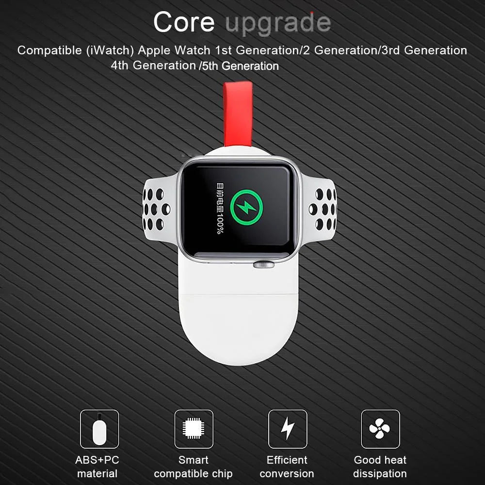 D3 Portable USB Wireless Charger Smart Watch Charging Dock for Apple Watch - White - 3