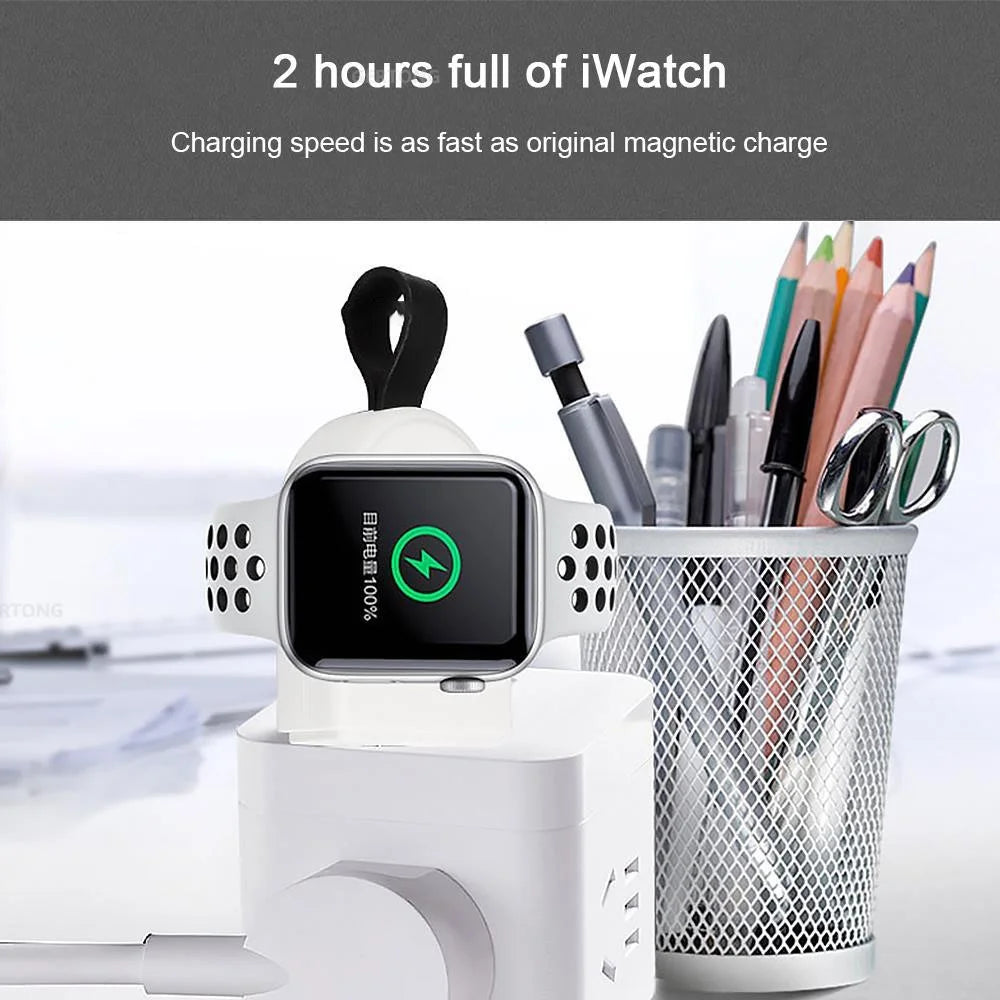 D3 Portable USB Wireless Charger Smart Watch Charging Dock for Apple Watch - White - 4